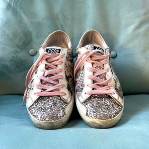 Authentic Golden Goose Snakeskin Glitter sneakers sz 39